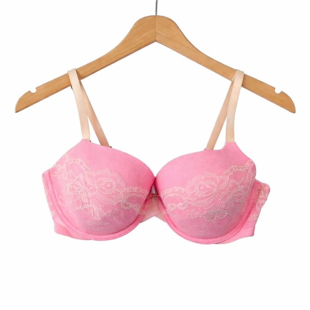 Victoria’s Secret Pink Lace Demi Bra 38D Underwire Push Up Feminine Sexy